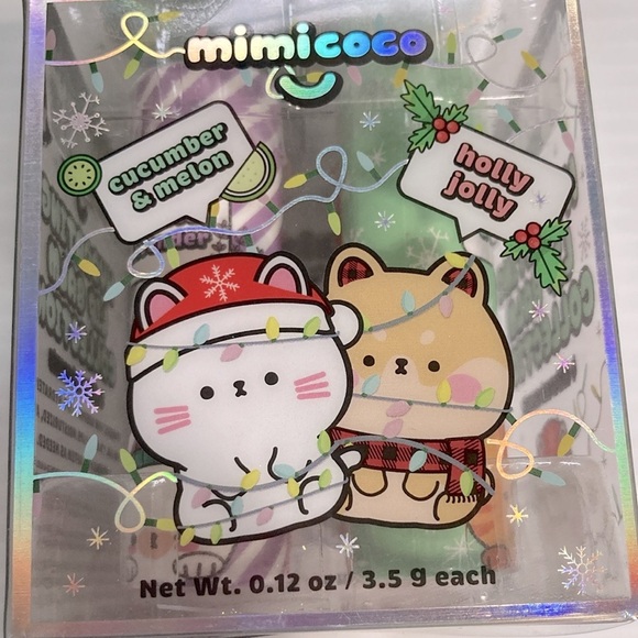 MIMICOCO Lip Balm Cucumber Melon Berry Strawberry Lavender Gift Set of 4 - Picture 2 of 11